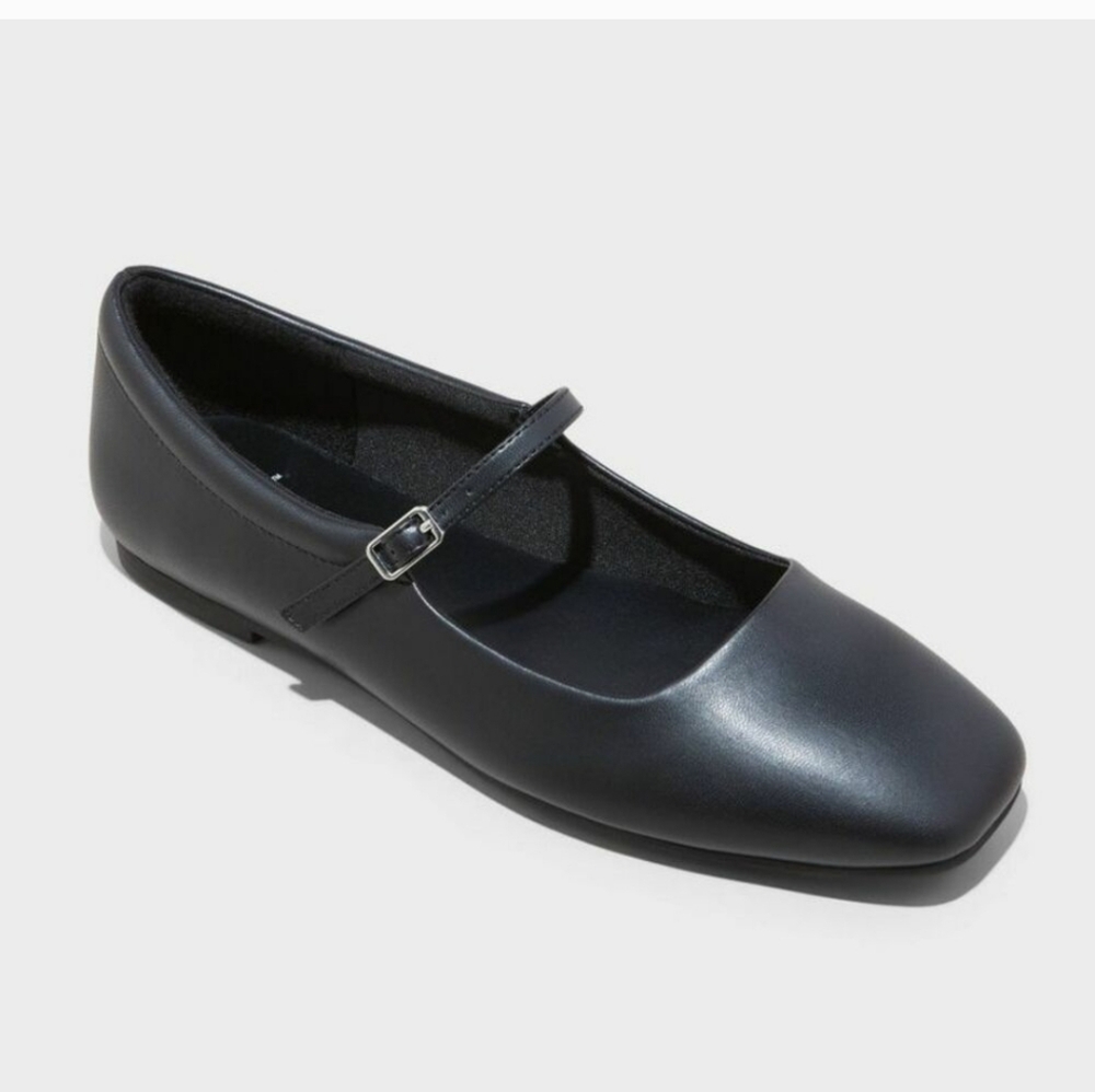 Wild Fable Women's 11 Black Elsa Square Toe Mary Jane Ballet Flats Shoes - Picture 9 of 16